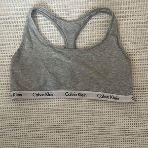 Calvin Klein grey cropped tank with white band